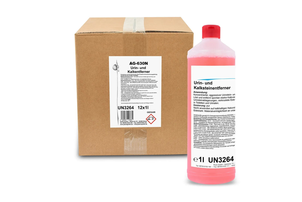 Urin- und Kalksteinentferner, rot, pH-Wert <2, 12 Flaschen x 1 Liter