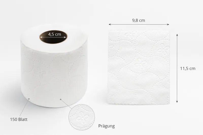 Toilettenpapier, 4-lagig, Zellstoff weiss, 8 x 10 Rollen à 150 Blatt