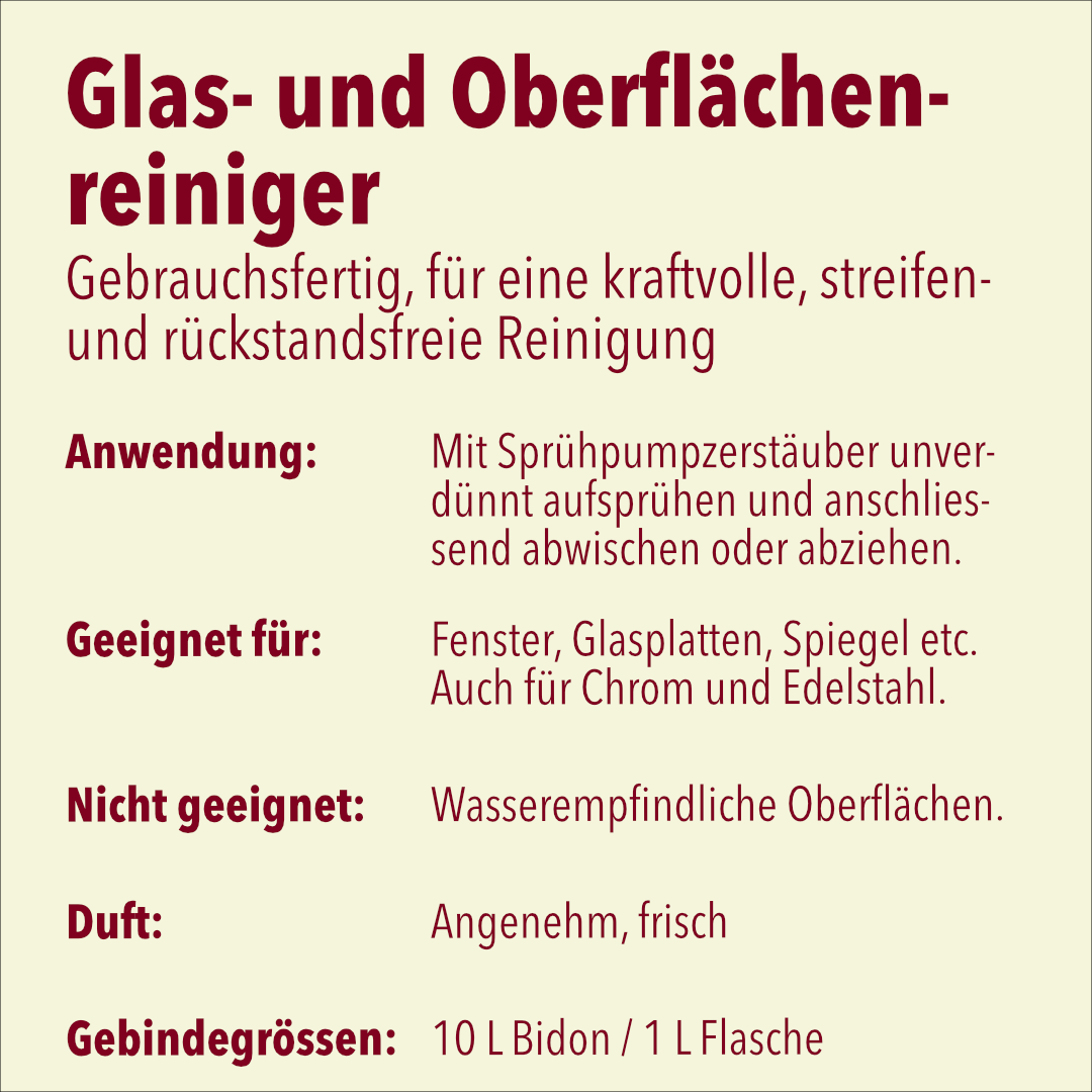 Glas- und Oberflächenreiniger für streifenfreien Glanz, blau, 12 x 1 Liter