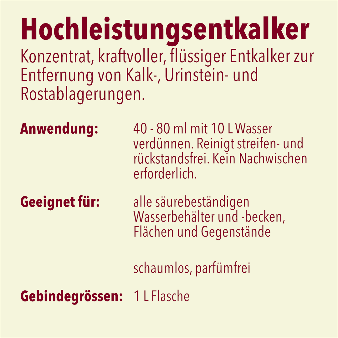 Hochleistungsentkalker, weiss, pH-Wert 1, 12 x 1 Liter