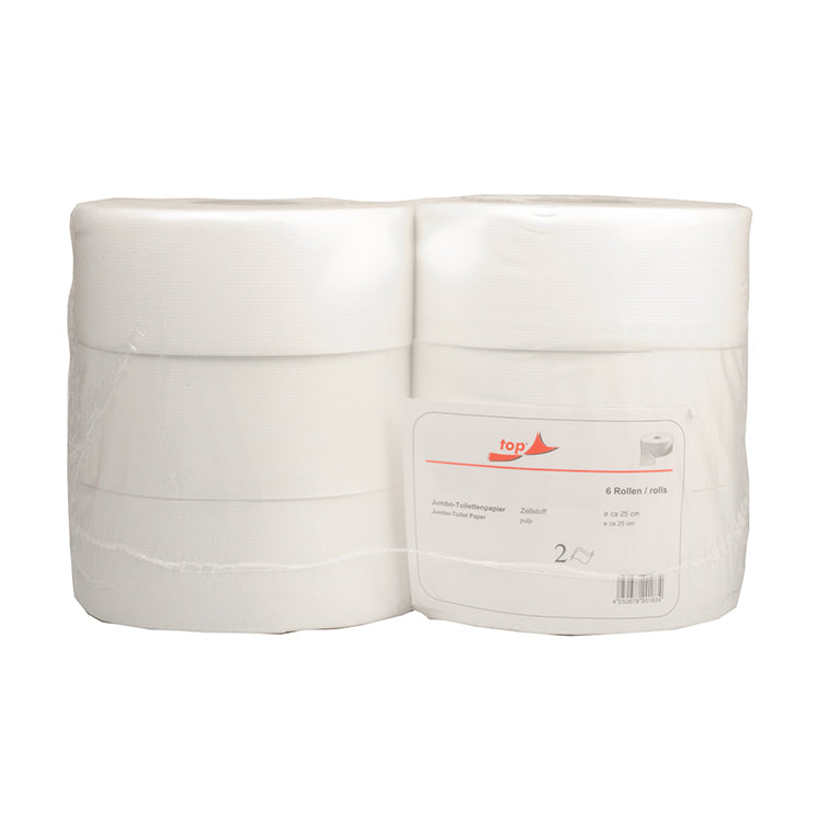 Jumbo Toilettenpapier, Zellstoff weiss, 2-lagig, Ø 25 cm, 6 Rollen