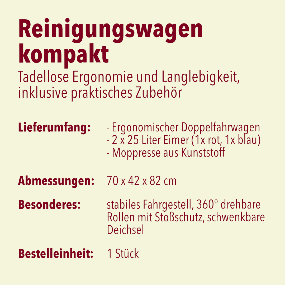 Fahreimer, 2 x 25 Liter Eimer, mit Mopp-Presse