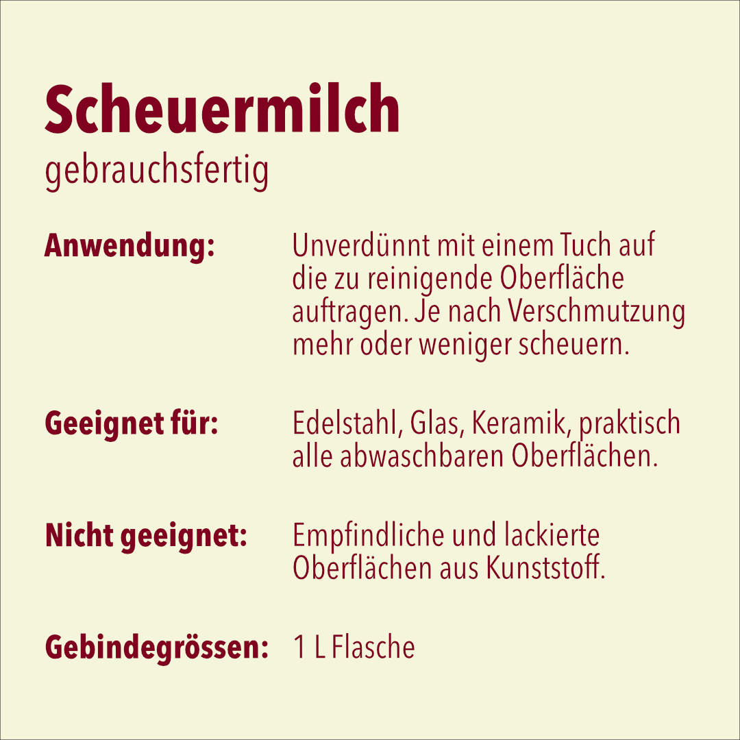 Scheuermilch, fettlösend, Ph 8-9, 12 x 1 Liter Flasche