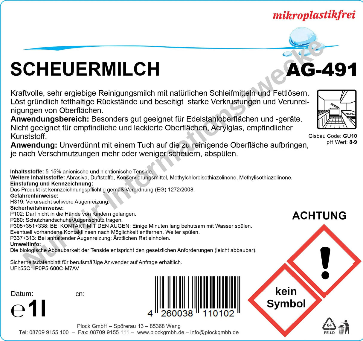 Scheuermilch, fettlösend, Ph 8-9, 12 x 1 Liter Flasche