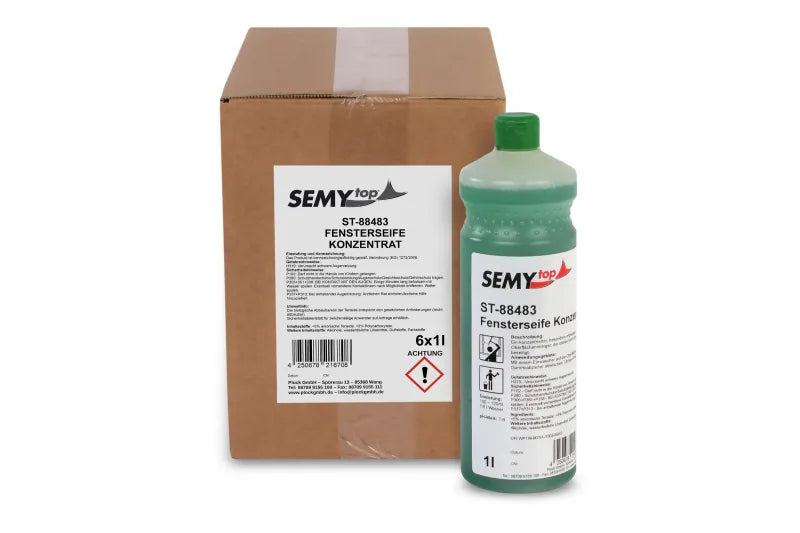 Fensterseife Konzentrat für streifenfreien Glanz, pH-Wert 9, 6 x 1 Liter