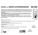 Glas- und Oberflächenreiniger für streifenfreien Glanz, blau, 10 Liter