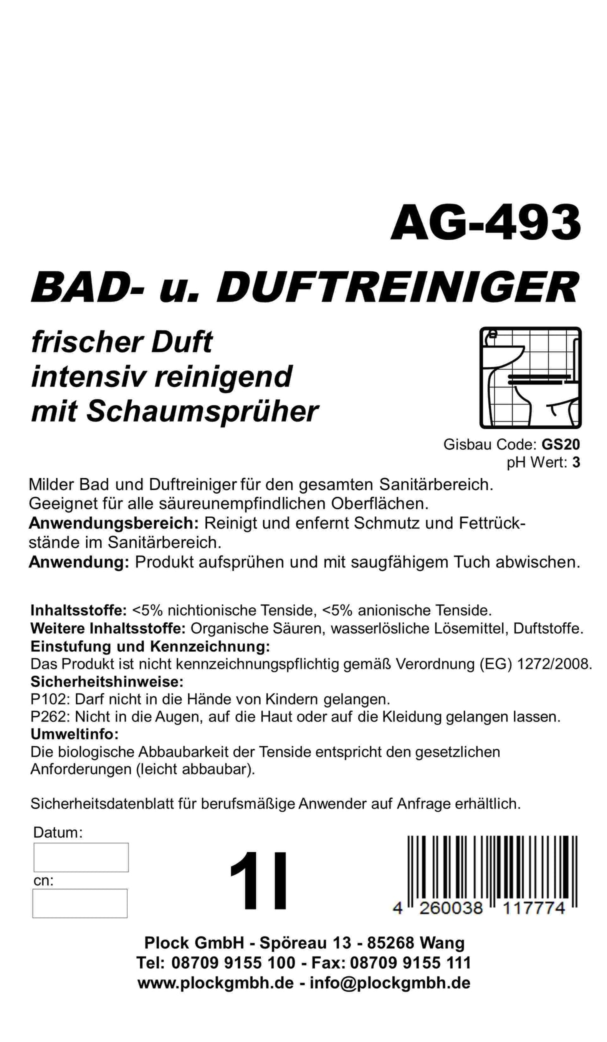 Bad und Duftreiniger, pH-Wert 2, 15 Flaschen x 1 Liter