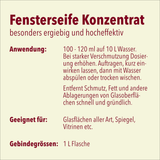 Fensterseife Konzentrat für streifenfreien Glanz, pH-Wert 9, 6 x 1 Liter