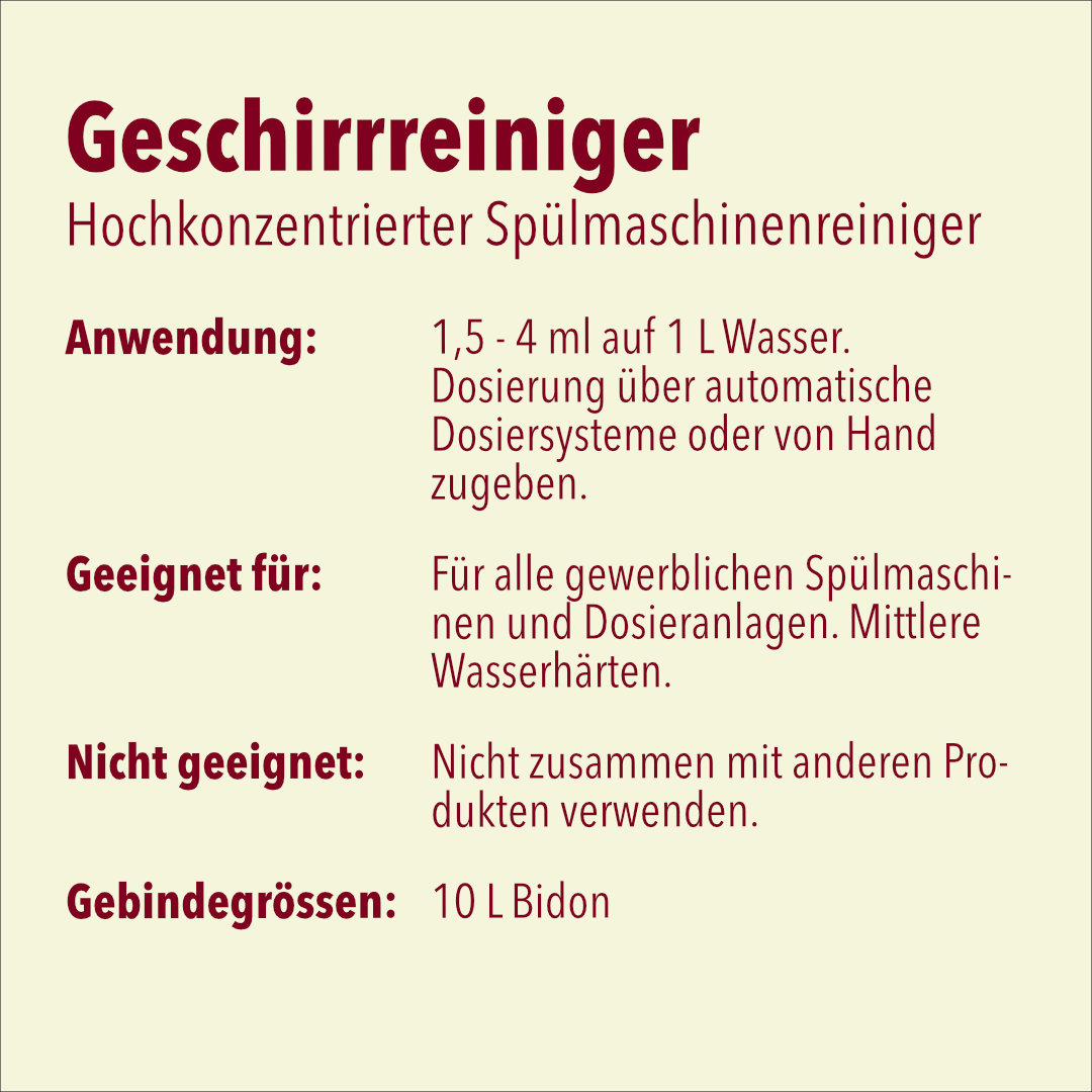 Geschirrreiniger für gewerbliche Maschinen, flüssig, 10 Liter