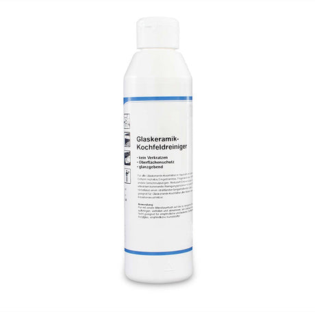 Ein Bild des Kochfeldreinigers mit einem Klappverschluss. Es ist eine 250 ml Flasche.