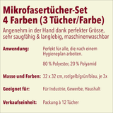 Mikrofasertücher, Set mit vier Farben,  32 x 32 cm, 25 x 12 Stück