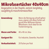 Mikrofasertücher, 40 x 40 cm, blau, 10 x 20 Stück