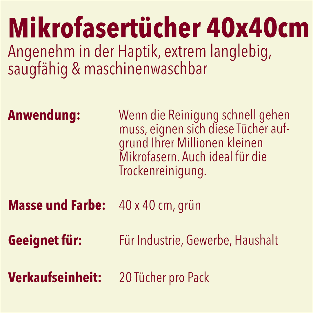 Mikrofasertücher, 40 x 40 cm, grün, 10 x  20 Stück