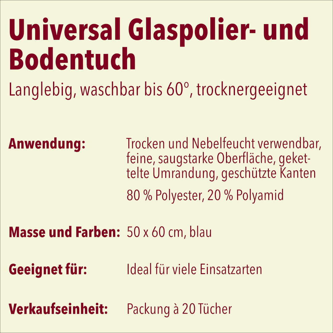 Universal-Glaspolier- und Bodentuch, 50 x 60 cm, 10 x 20 Stück