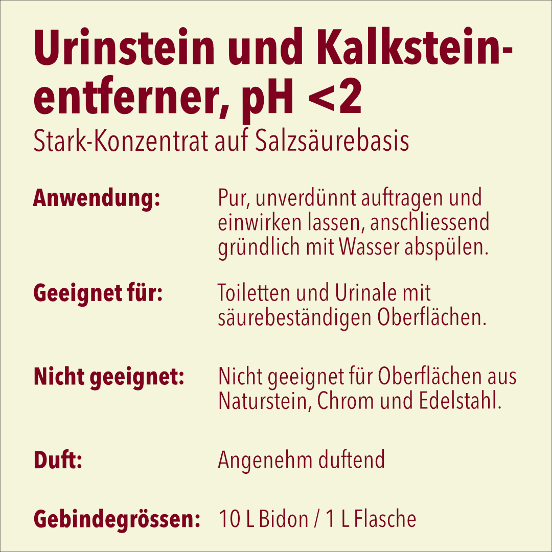 Urin- und Kalksteinentferner, rot, pH-Wert <2, 10 Liter