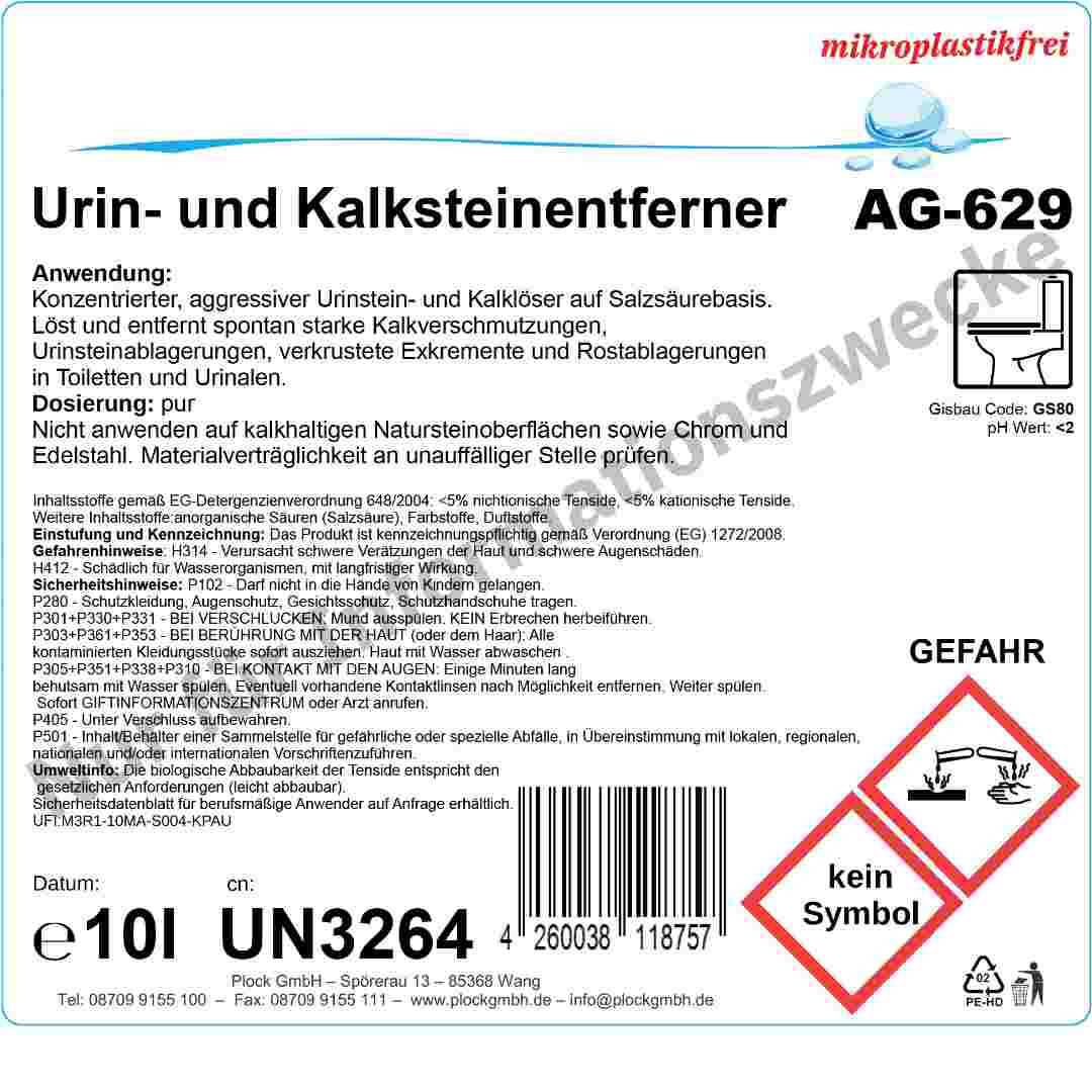 Urin- und Kalksteinentferner, rot, pH-Wert <2, 10 Liter