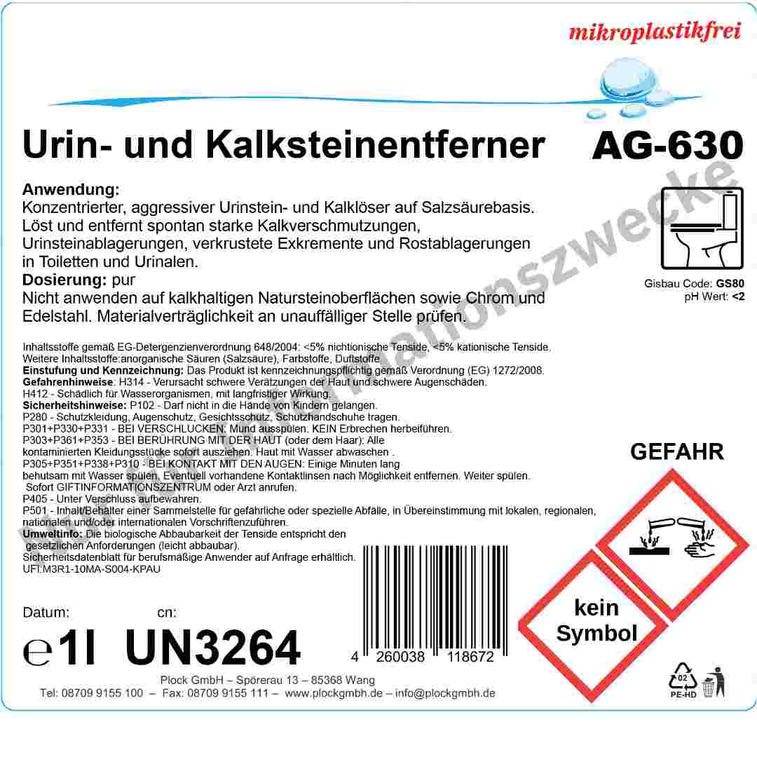 Urin- und Kalksteinentferner, rot, pH-Wert <2, 12 Flaschen x 1 Liter